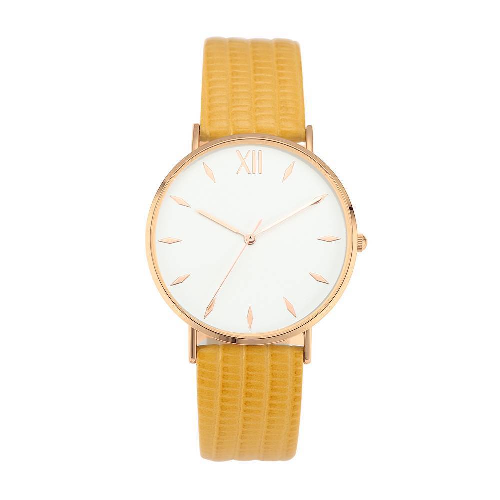 Simply Style Dial Watch Yellow Leather Strap - Women's - photowatch product image