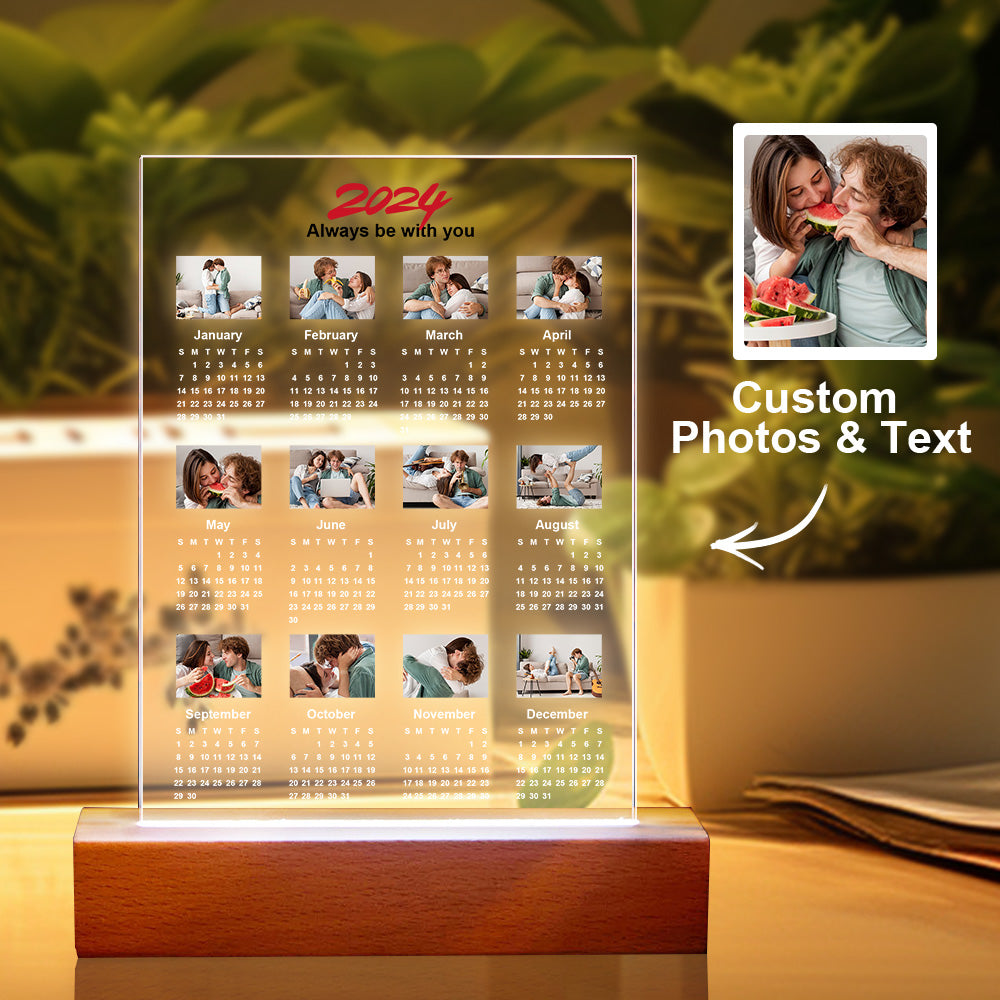 Personalized 2024 Calendar LED Light with Photo Valentine Gifts for Couple - photowatch product image