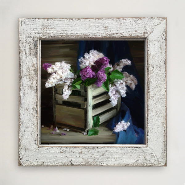 Lilacs in a crate
