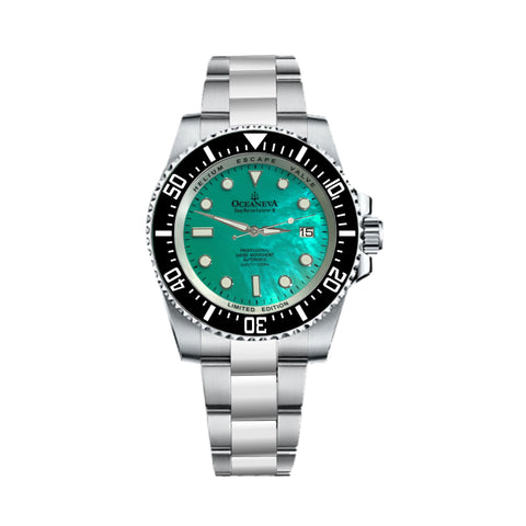 Aquamarine watch on bracelet