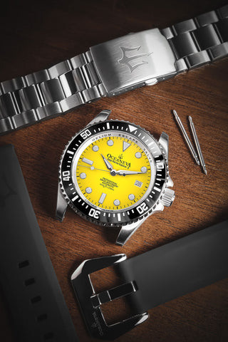 Oceaneva Yellow Dial Watch On Desk