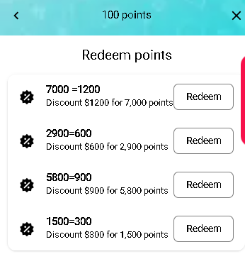 Redeem points Oceaneva