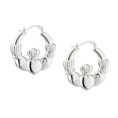 SILVER CLADDAGH CREOLE MEDIUM EARRINGS