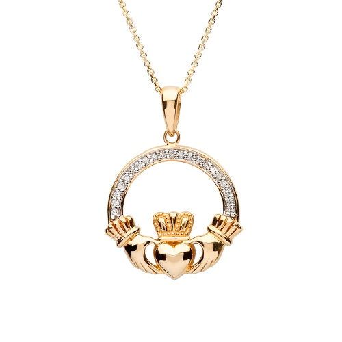 14K Diamond Set Claddagh