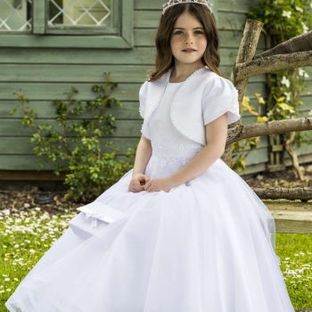 Sleeveless Satin and Organza Communion Dress