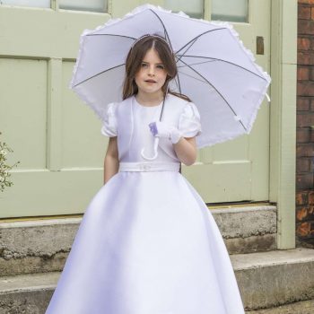 Sleeveless Mikado Communion Dress with Beaded Mikado Jacket