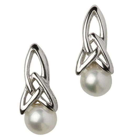 Sterling Silver Trinity Pearl Earrings