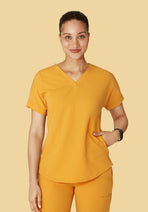 Oversized V Neck Top Honey Nav Image 1