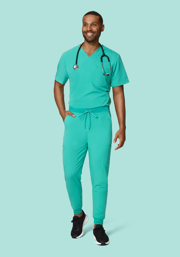 Two Pocket Scrubs Top Mens Surgical Green – Mandala Scrubs