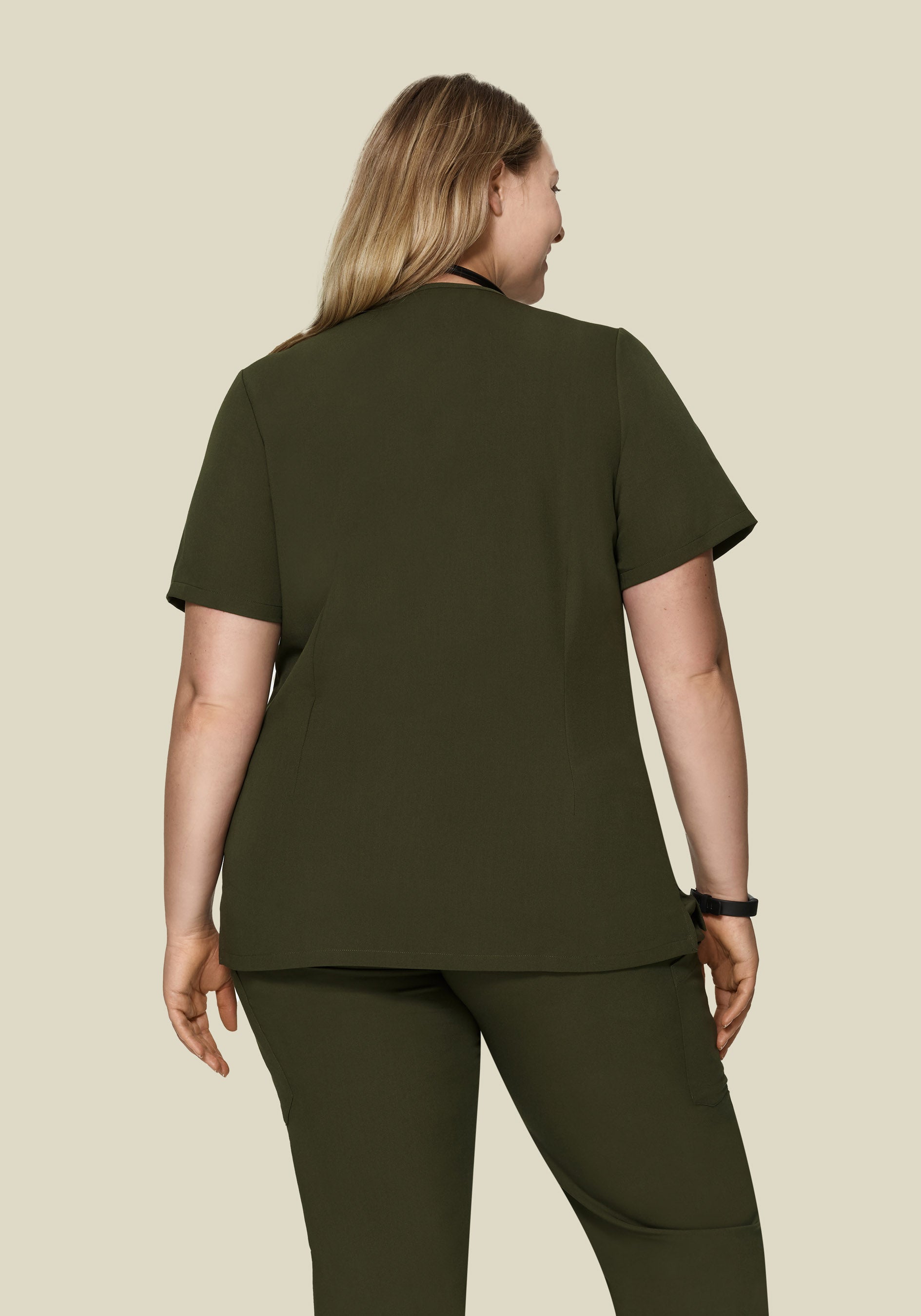 5 Pocket Notch Neck Top Olive – Mandala Scrubs