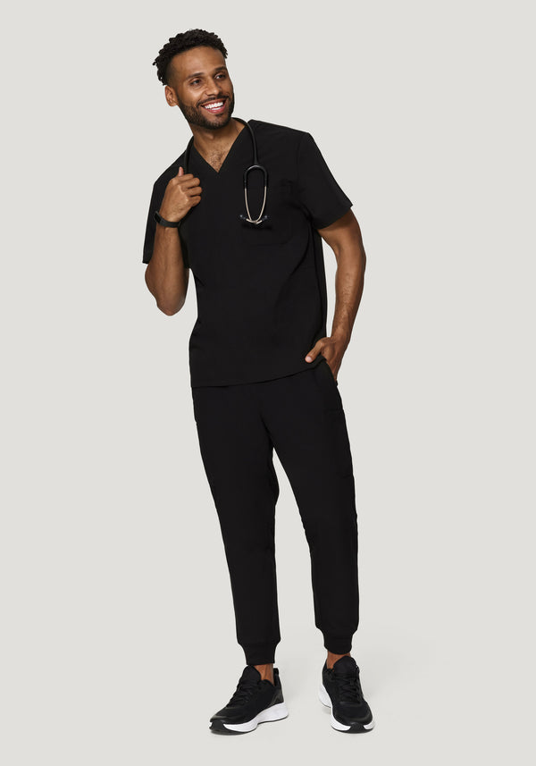 Two Pocket Scrubs Top Mens Black – Mandala Scrubs