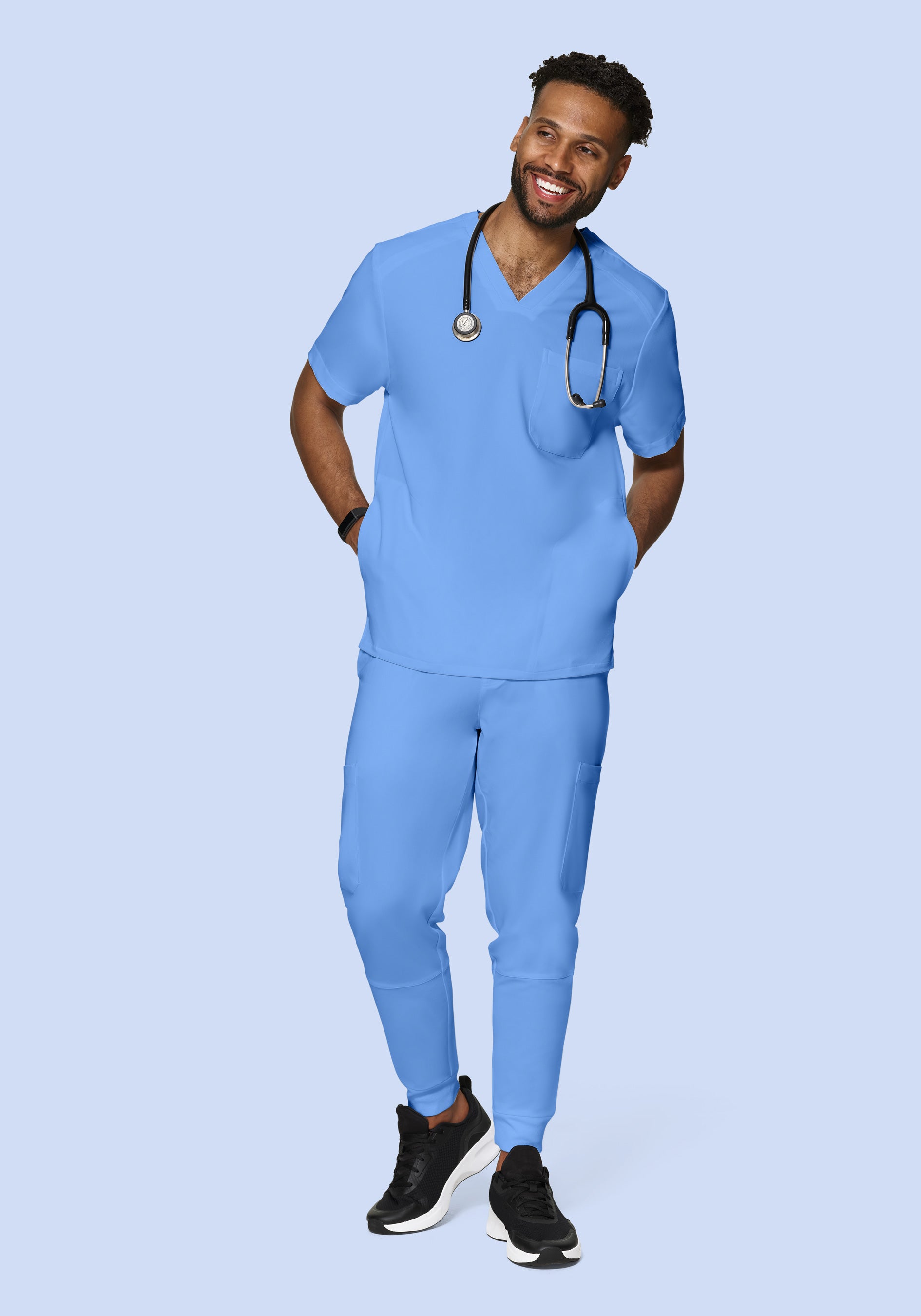 Two Pocket Scrubs Top Mens Ceil Blue – Mandala Scrubs