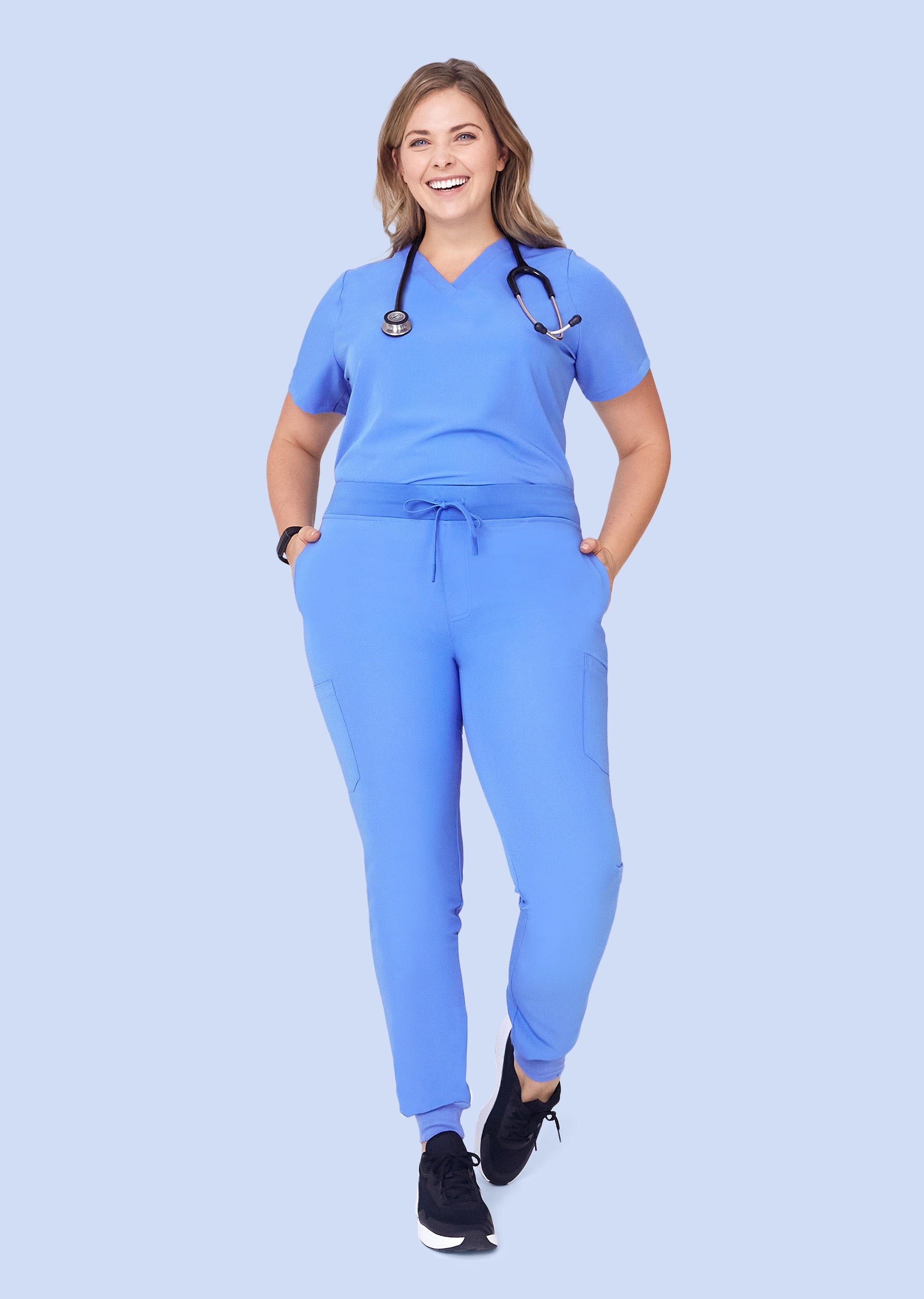 9 Pocket Joggers Ceil Blue – Mandala Scrubs