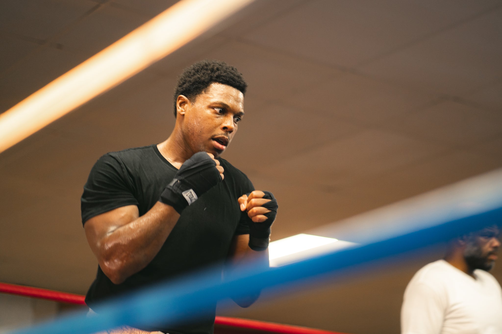 Kyle Lowry training in a boxing ring