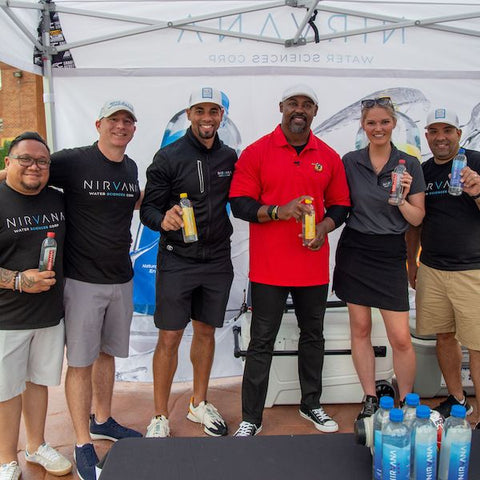 Brian Dawkins, founder of the Brian Dawkins Impact Fund with the Nirvana Water Sciences Team.