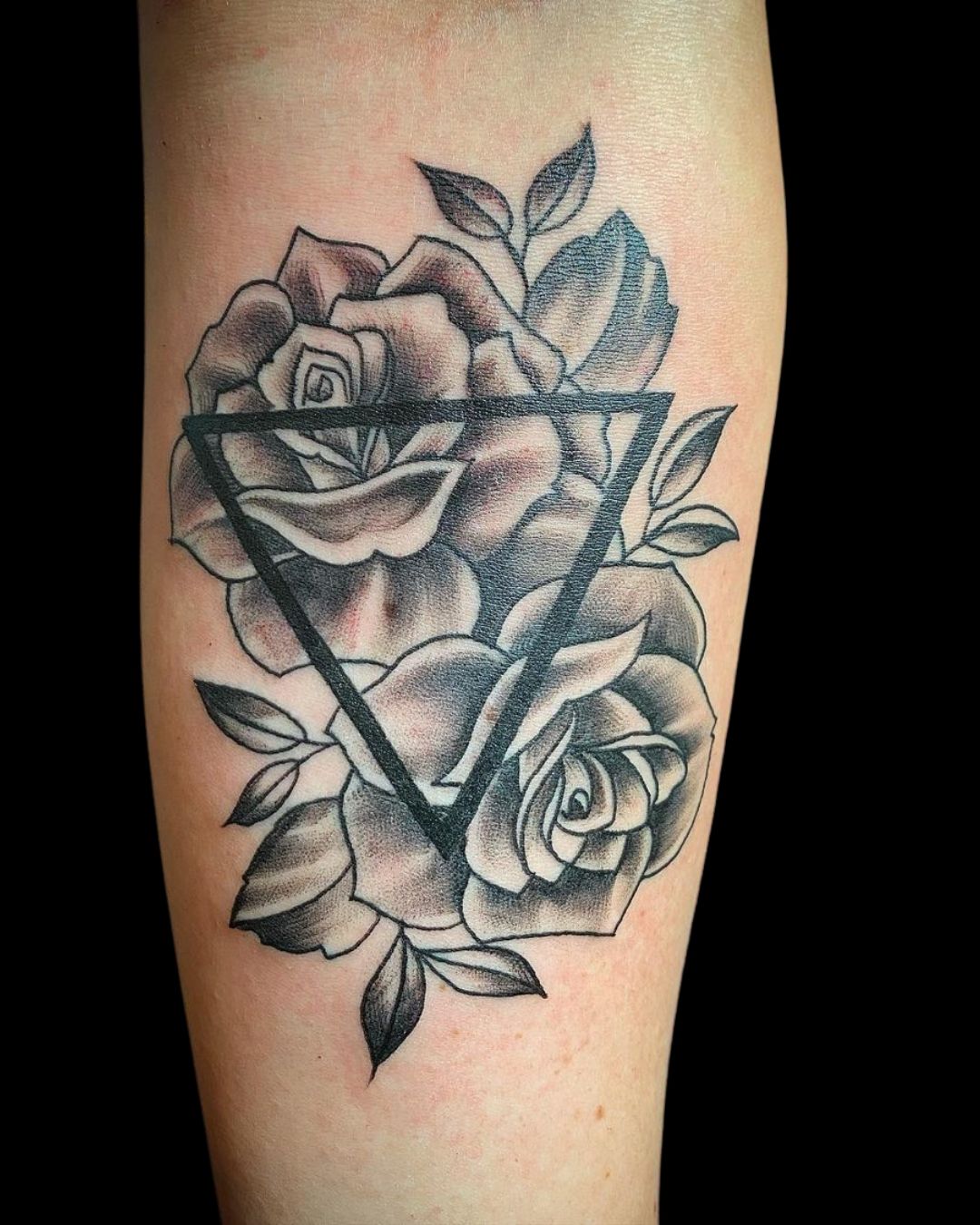 Stipple and Color Flowers Tattoo by Regina Push Estrada TattooNOW