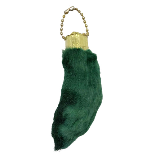 Natural Lucky Rabbit Foot in Dyed Green With Organza Bag