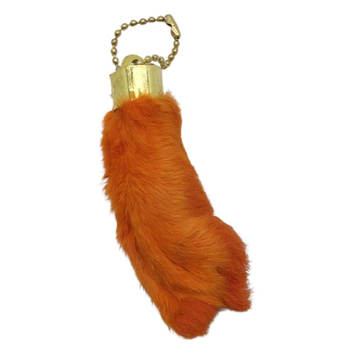 Natural Lucky Rabbit Foot in Dyed Orange With Organza Bag