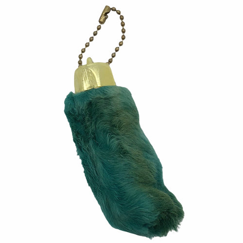 Natural Lucky Rabbit Foot in Dyed Teal With Organza Bag