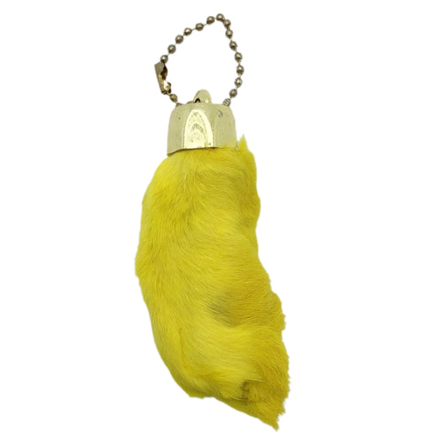 Natural Lucky Rabbit Foot in Dyed Yellow With Organza Bag