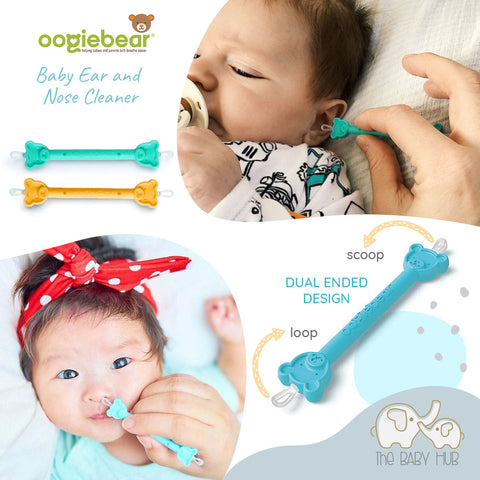 Oogiebear 2 Pack Booger and Ear Wax Picker with Case, Safe For Newborns 