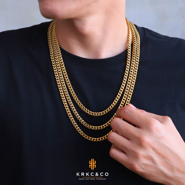 1.KRKC 6mm Mens Miami Cuban Link Chain in 18K Gold_compressed