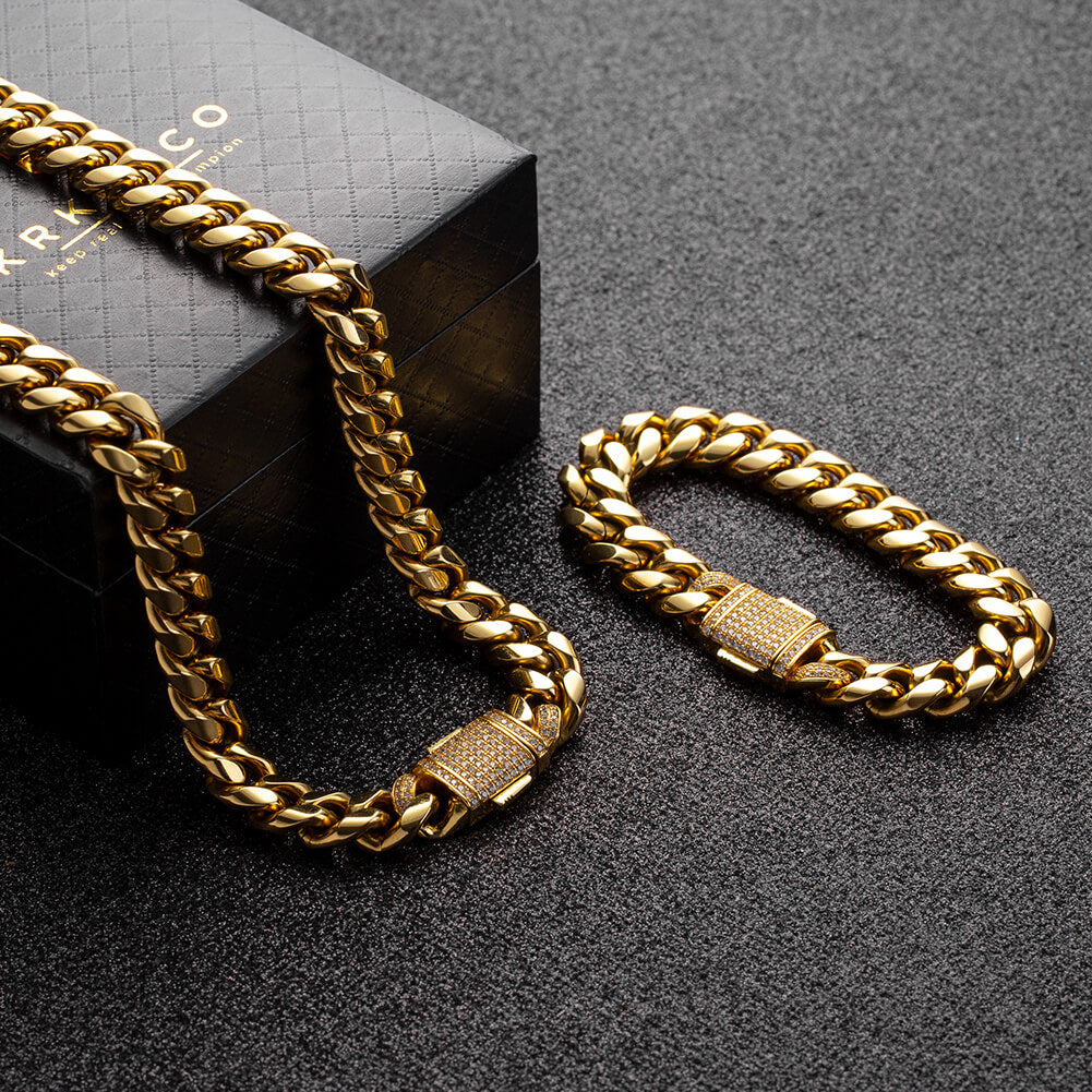 12mm-iced-miami-cuban-link-chain-and-bracelet-set-in-14k-gold-KRKC&CO