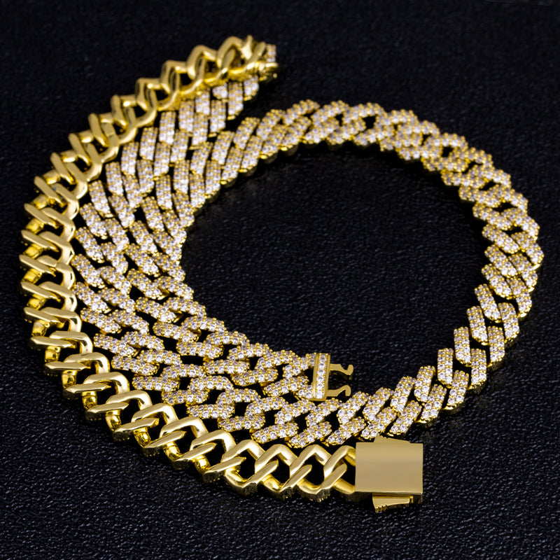 15mm Iced Prong Link Cuban Choker Chain 14K Gold Plated KRKC&CO – krkc&co
