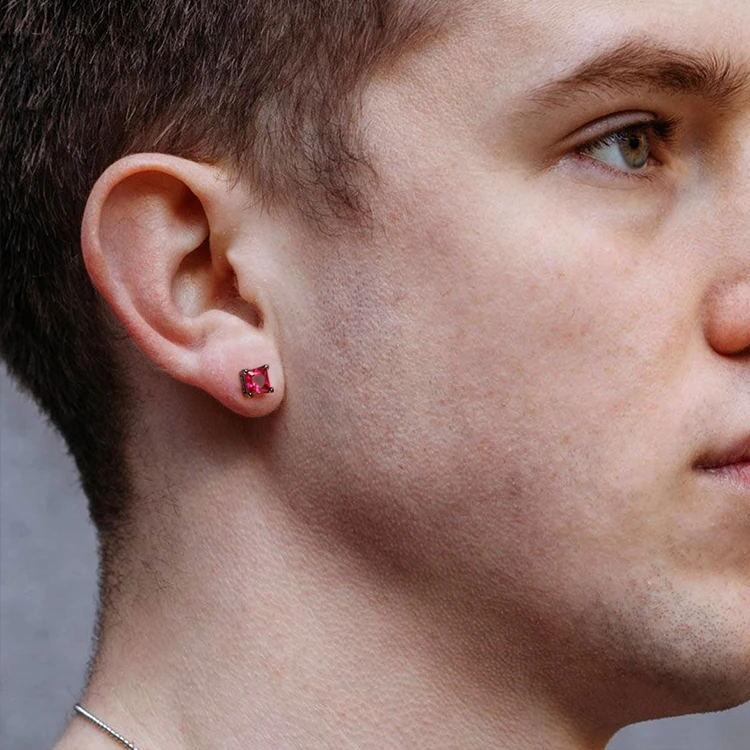 mens ruby ear studs