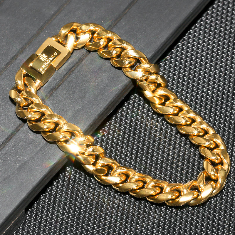 10mm 18K Gold Miami Cuban Link Curb Bracelet for Men-KRKC&CO – krkc&co
