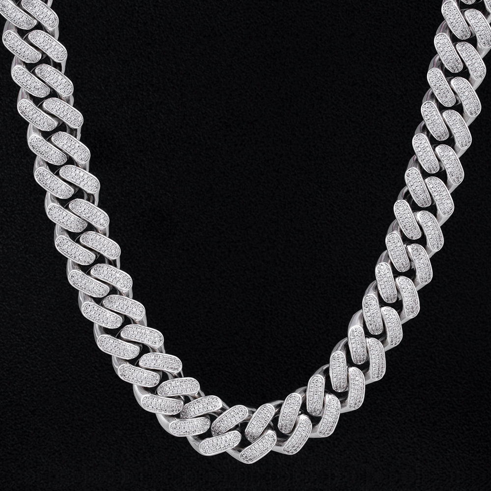 18mm Iced Out Diamond Cuban Link Chain For Men S Necklace In White Gold Krkc Krkc Co