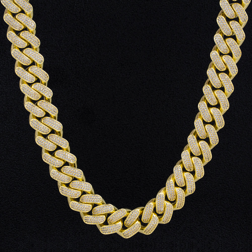 18mm Iced Out Diamond Cuban Link Chain In 14k Gold For Mens Necklace Krkc Krkcandco 
