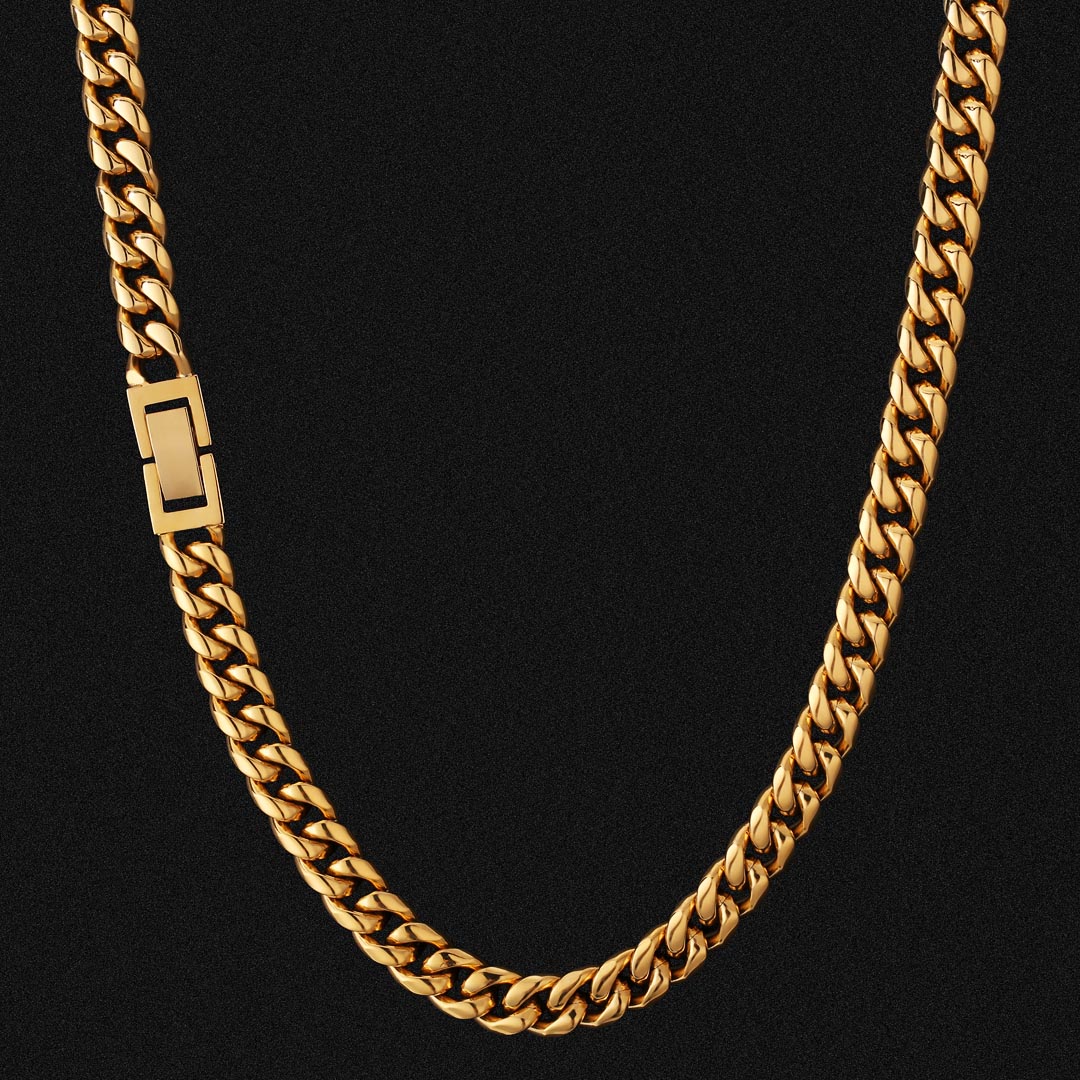 8mm Cuban Link Chain in 18K Gold