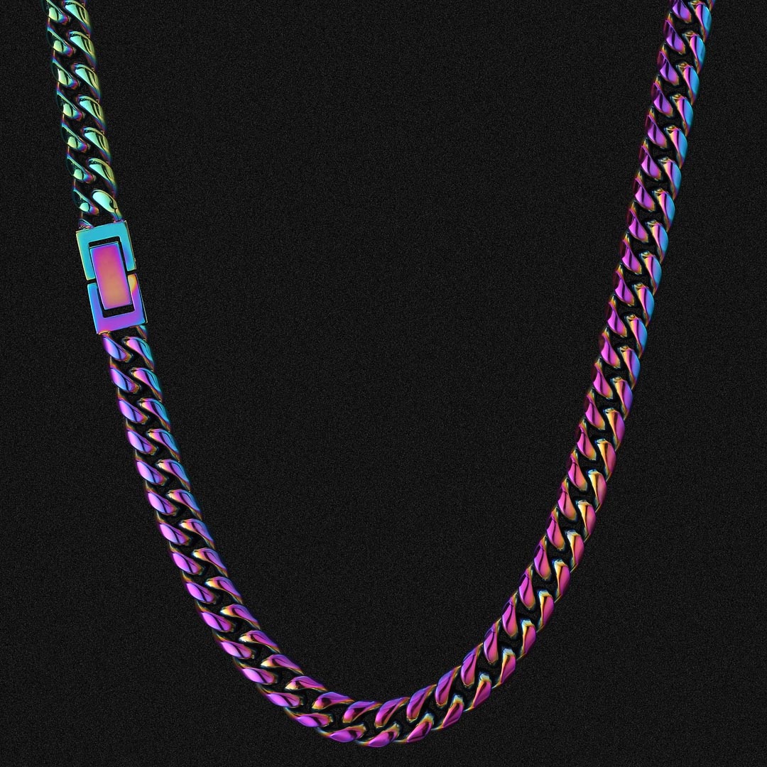 8mm Miami Rainbow Cuban Link Chain