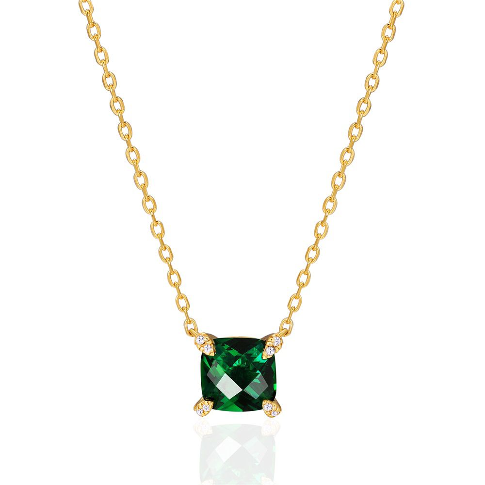 May Birthstone Emerald Diomand Necklace for Women KRKC – krkc&co