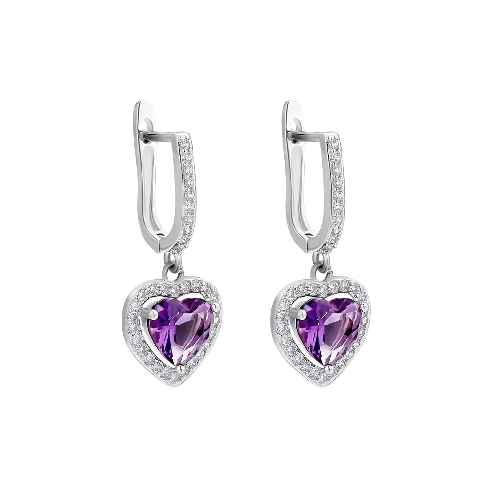 Violet Heart Diamond Earrings for Women in White Gold KRKC – krkc&co