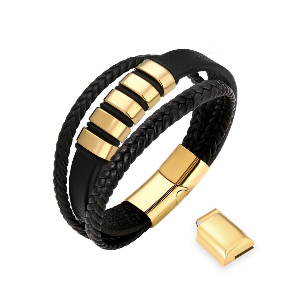 Cowhide Multi-Layer Genuine Leather Bracelet with Magnetic Clasp