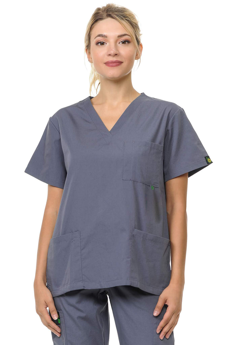 Unisex Soft-Stretch Poly-Rayon 3 Pocket V-Neck Scrub Top – Platinum ...