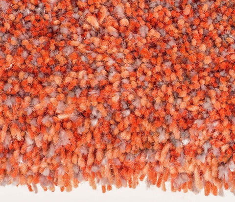 recycled wool tufted rug Peach Fuzz and Grapefruit silver Banana Silk yarn