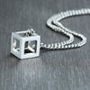 Vnox Retro Hollow Cube Pendant for Men Stainless Steel Square Vintage Necklace Punk Geometric Collier 24&quot; Chain - Exito Ax
