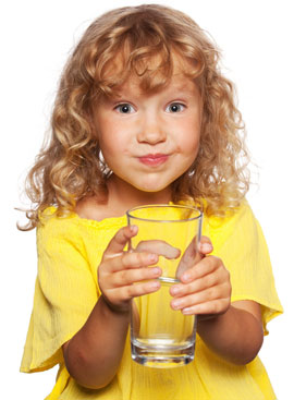 Little girl drinking healthy water