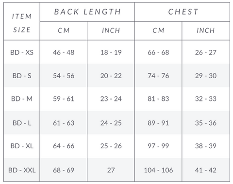 Size Guide - DoggyDolly Australia & New Zealand