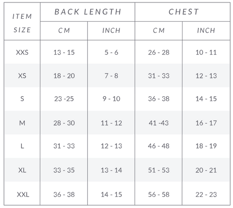 Size Guide - DoggyDolly Australia & New Zealand