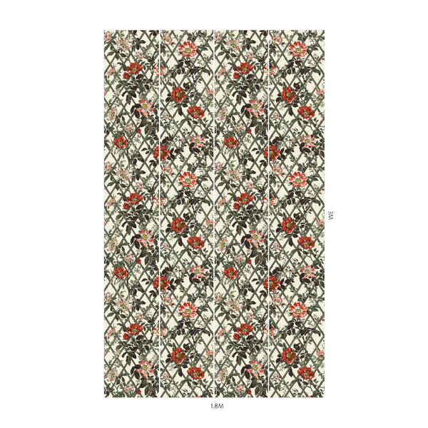Bryher Rose Trellis – Walnut Wallpaper