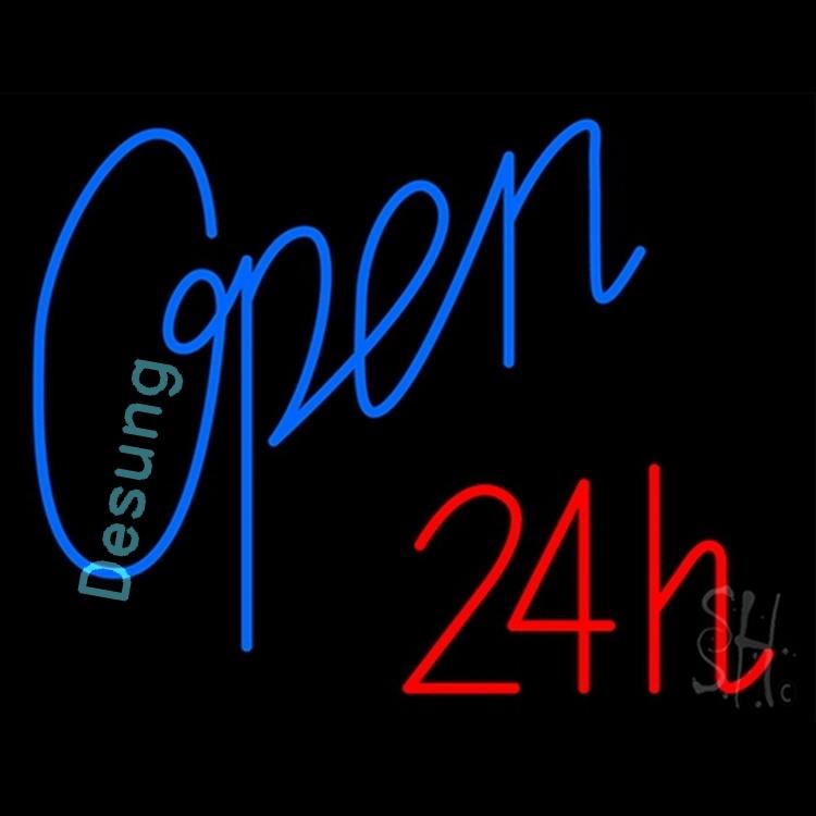 Open 24 Hours Blue Red Neon Sign – neonsign.us