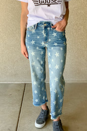 Star Cropped Straight Leg Jean by Judy Blue