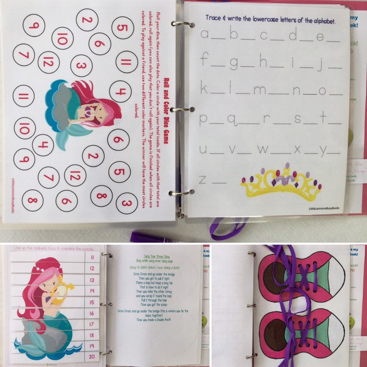 Princess Mermaid Themed Custom Dry Erase Activity Book Personalized Little Lennons Llc