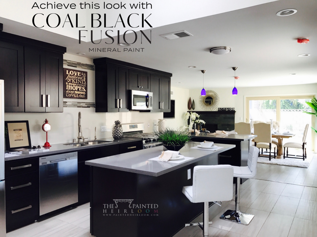 Coal Black Fusion Mineral Paint Kitchen Cabinets