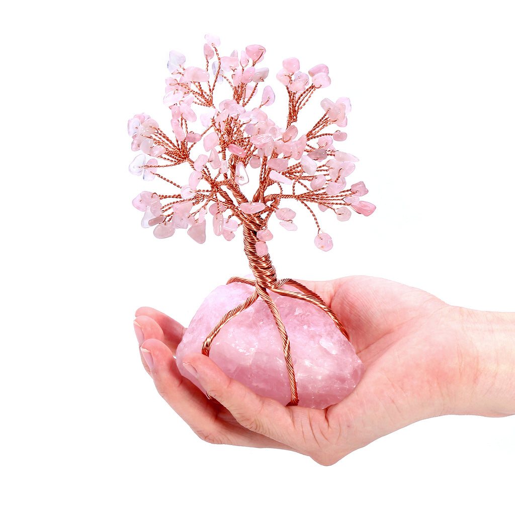 Natural Rose Quartz Gemstones Money Tree Feng Shui Jovivi