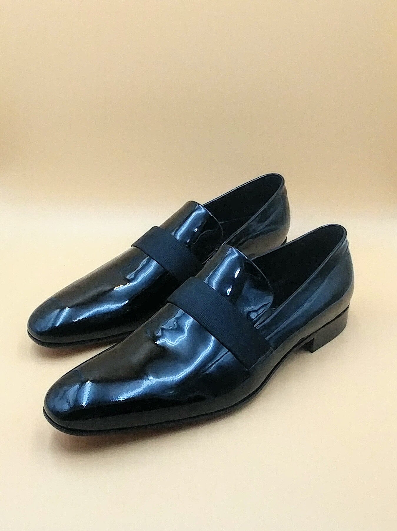 black patent slip on shoes